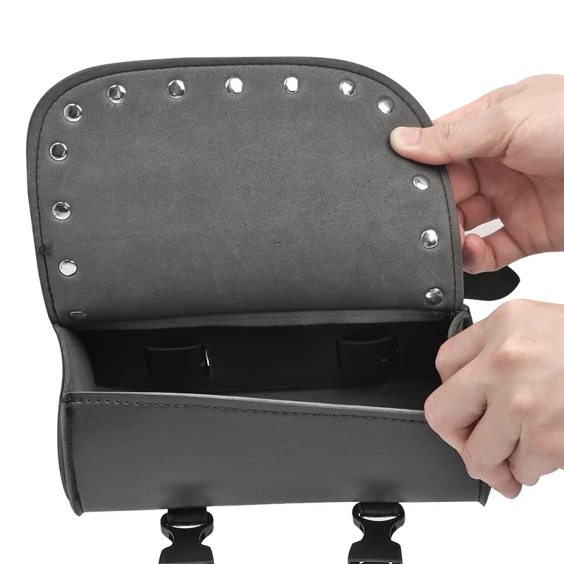 APEBAZY Borsa universale per moto, in pelle di coccodrillo, borsa per attrezzi Sissy Bar, impermeabile, con fibbie a sgancio rapido (nero
