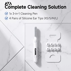 Liquid Silicone Ear Tips with Noise Reduction and Cleaning Pen - Set of 4 Pairs (AirP)
