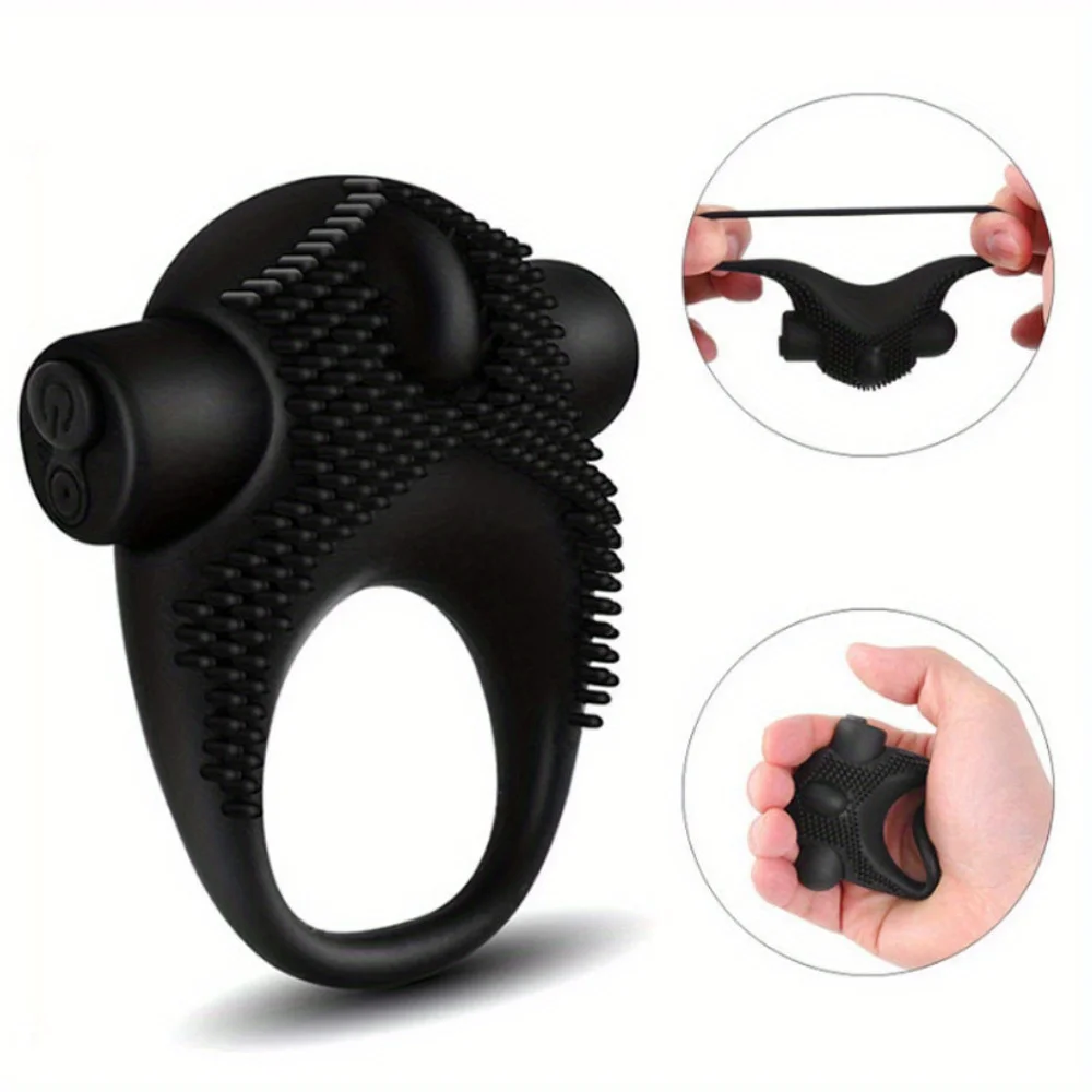 Penis Ring Men's Silicone Bullet Vibrating Elastic Erection Enhancing Cock Rings