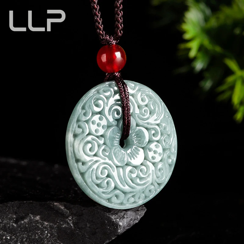 Natural Jade Peace Carved Pendant Fashion Jewelry Women Holiday Gifts