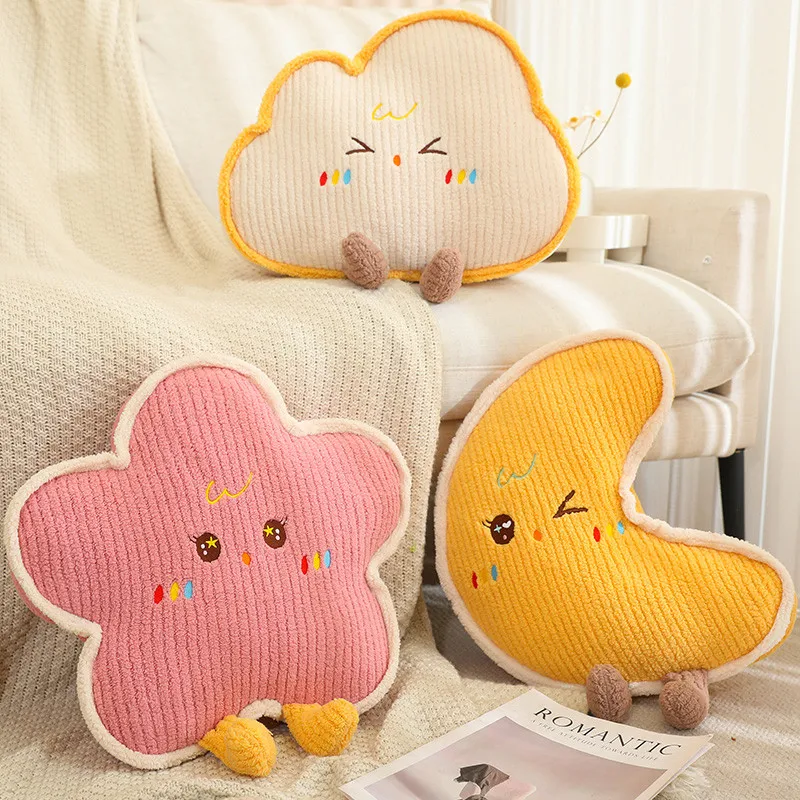 Cute Home Decoration Cartoon Plush Pillow Natural Series Plushies Pillow Cushions Moon Star Cloud Grass Soft Toy Kawii Gift 4