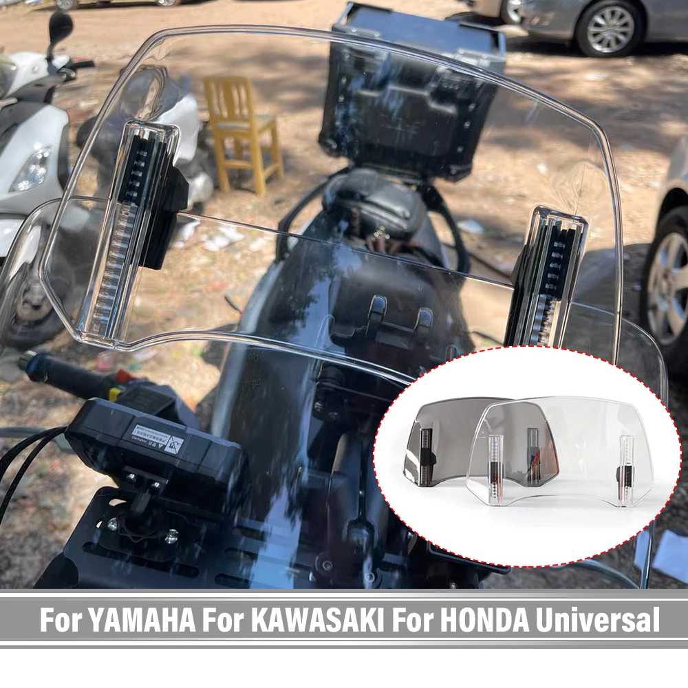 

Universal Motorcycle Windshield Extension Adjustable Spoiler Clamp-On Windscreen Deflector For YAMAHA For KAWASAKI For HONDA