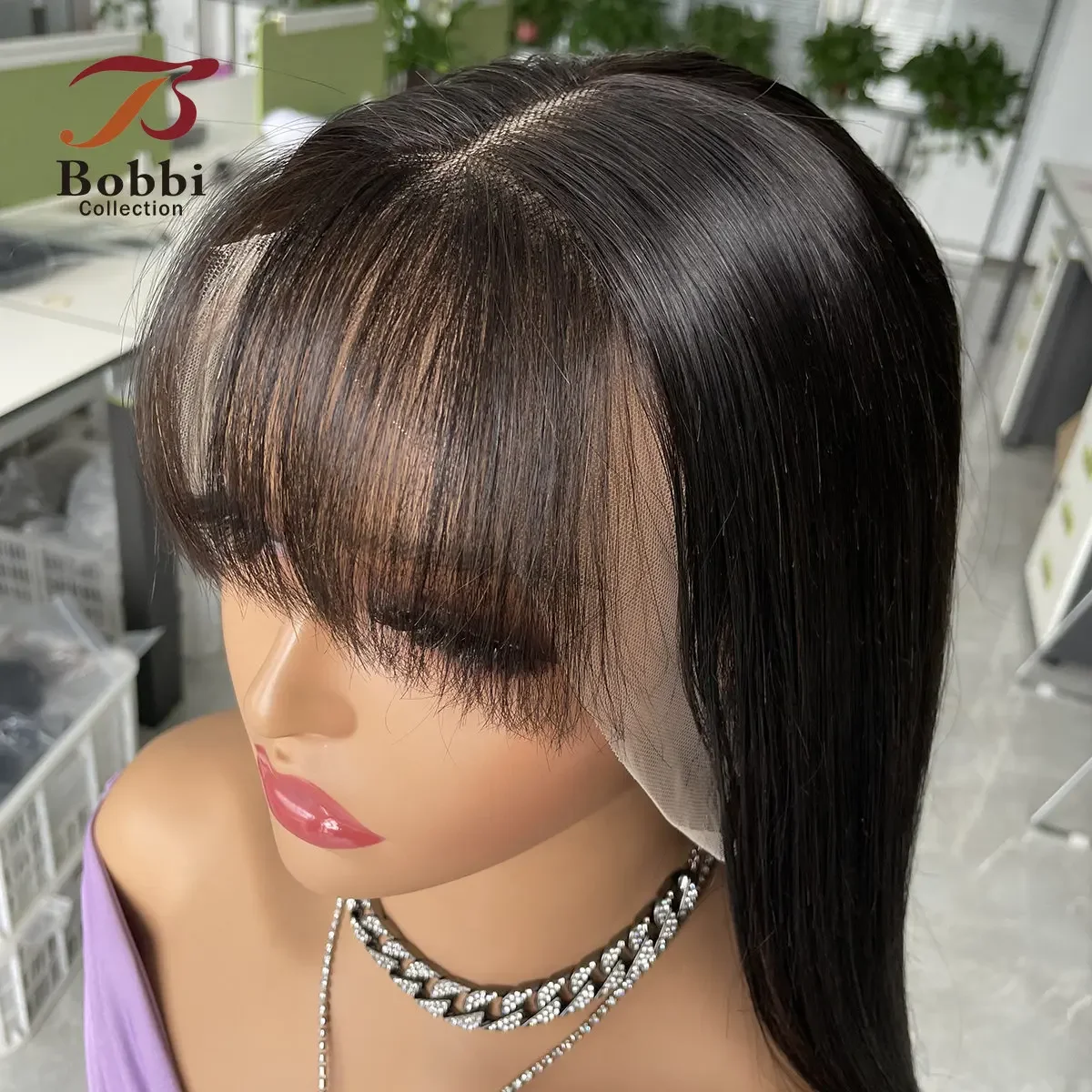 Lace Front Wigs 8-28 inch with Bang for Women 100% Human Hair