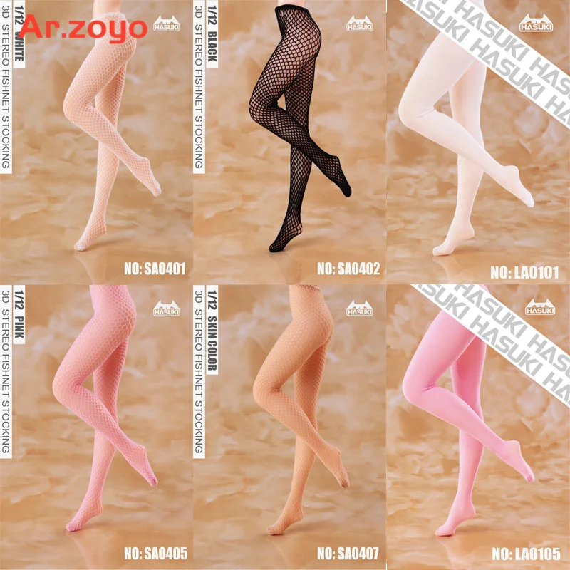 

HASUKI SA01 SA04 1/12 Scale Female 3D Fishnet Stockings Pantyhose Leggings Stockings Accessories for Action Figure Body