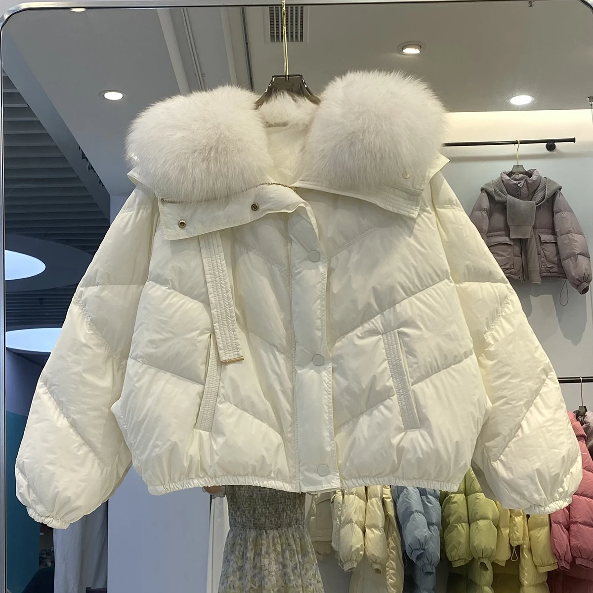 

Women's Clothing Large fur collar short down jacket, fashionable thickened slim coat Autumn Winter New 170