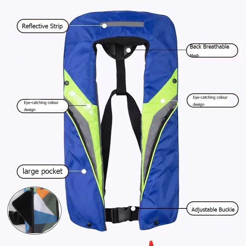 New Fishing Vest Self Inflatable Life Jacket with Pockets Lite Vest Adult 150N 100N Auto For Kayak Rafting Boating Accessories