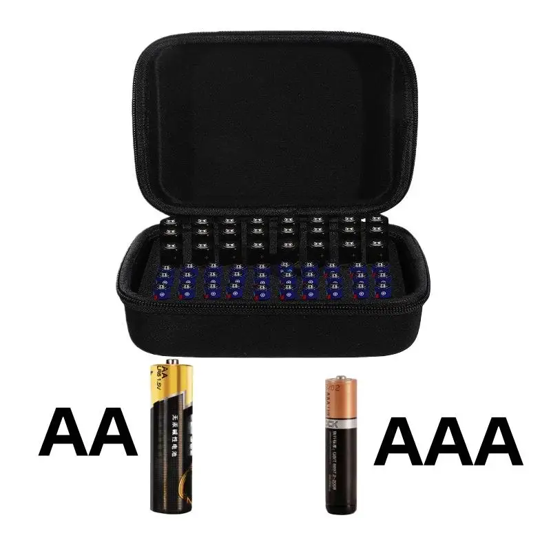 새로운 1Pcs 휴대용 휴대용 가방 하드 배터리 주최자 보관 상자 운반 케이스에는 54개의 배터리가 들어 있습니다. AA/AAA EVA 보관 가방
