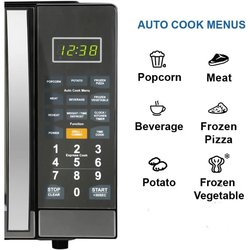 Emerson MWG1191SB Countertop Microwave Oven,1100W,10 Power Levels,Glass Turntable and Child Safe Lock,1.1 Cu. Ft,Stainless Steel 6