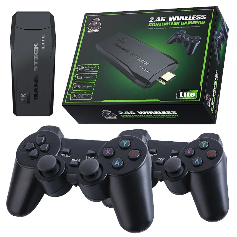 Giochi 4K Game Stick Tv Console Per Videogiochi Controller Wireless 2.4G Per Console Retrò Emulatore Ps1/Snes 9