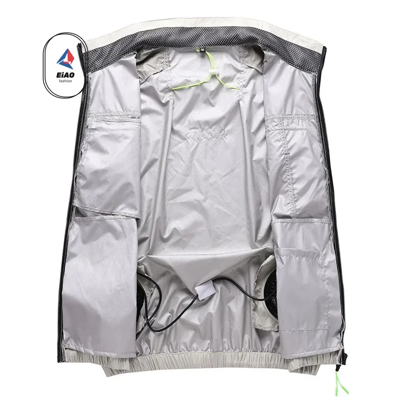 EiAO Summer Ice Vest Men's Fan Jacket USB Refrigeration Air Conditioning Clothing Outdoor Protection Fishing Work Short Sleeve