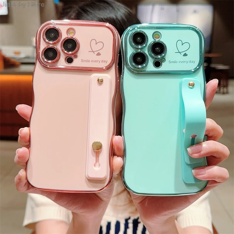 Glitter Camera Protection Luxury Jellewed Heart Holder Liquid Soft Phone Case For iPhone 11 12 13 14 15 16 Plus Pro Max Cover_voghion.com