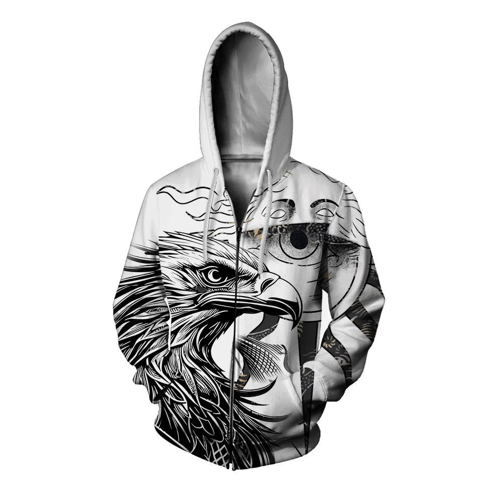 thumbnail image 1 of Sudadera con capucha con estampado de águila elegante, moderna y versátil, cómoda, con capucha para hombre, sudadera con cremallera para hombre, sudadera para hombre, 1 of 4