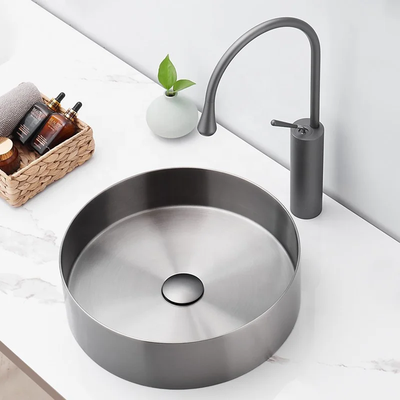 

Новое поступление, золотистая круглая раковина для ванной комнаты из нержавеющей стали 304, ручная стирка, раковины для кухни и бара с одной чашей
