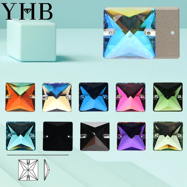 YHB Square Top Quality Cosmic Glass Crystal AB Moonlight Sewing Stones Flatback Sew on Rhinestones For Garment Clothes Bags6240