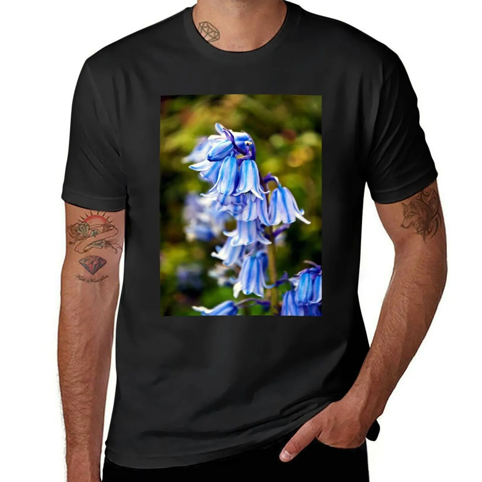 

Bluebells Весенняя футболка Hyacinthoides с изображением цветов, винтажные милые топы с графикой, винтажная одежда, мужская футболка с коротким рукавом