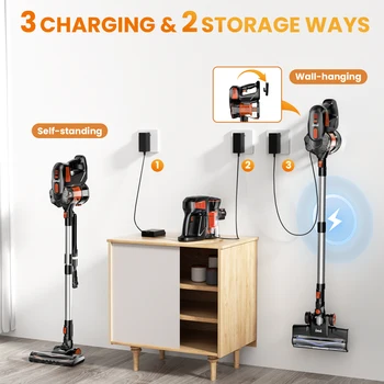 INSE V770 Cordless Stick Vacuum Cleaner, 25Kpa 6-in-1 Lightweight Handheld Vacuum 5