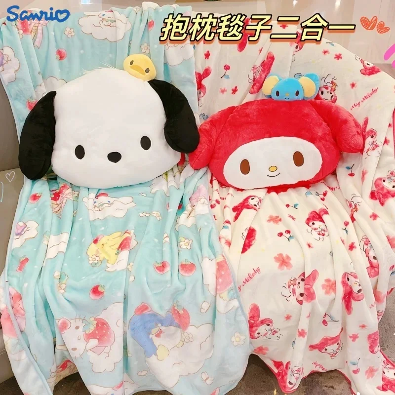 

Новинка, плюшевая подушка для куклы Sanrio Melody большого размера, коврик 2 в 1, мягкая подушка, плюшевое одеяло, подушка для кондиционера, праздничные подарки