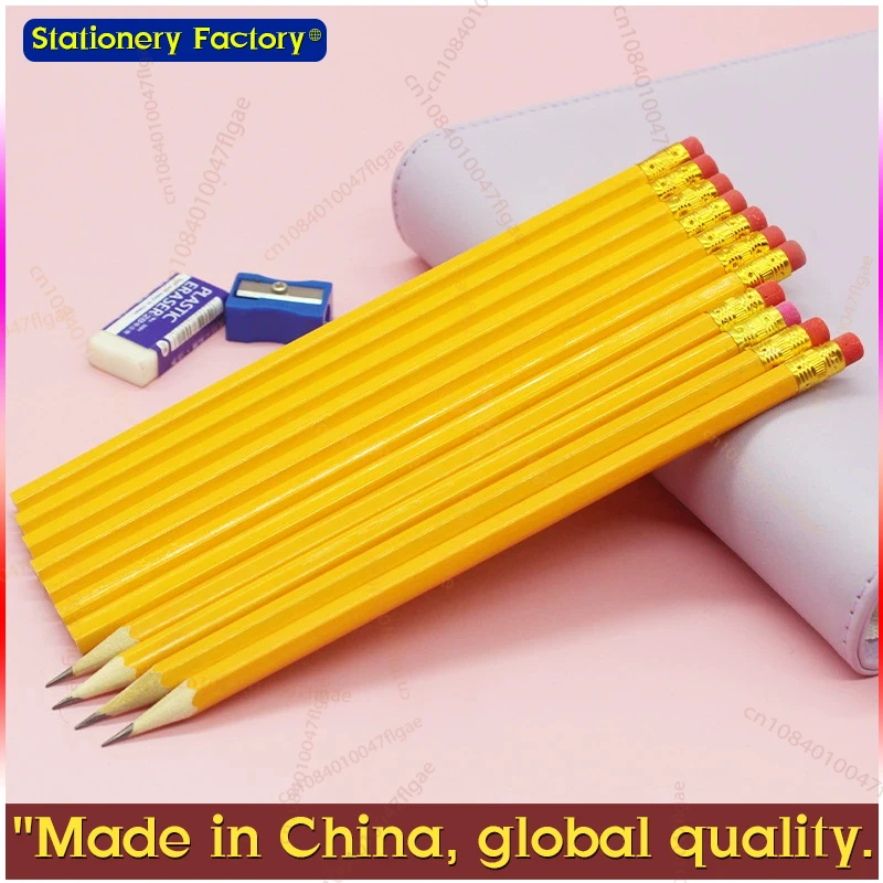 Pencils With Eraser Top 2 HB Drawing And Sketching Yellow Wood-Cased For Office School Supplies 50/100/150pcs eraser pencil,writing stationery,drawing pencils