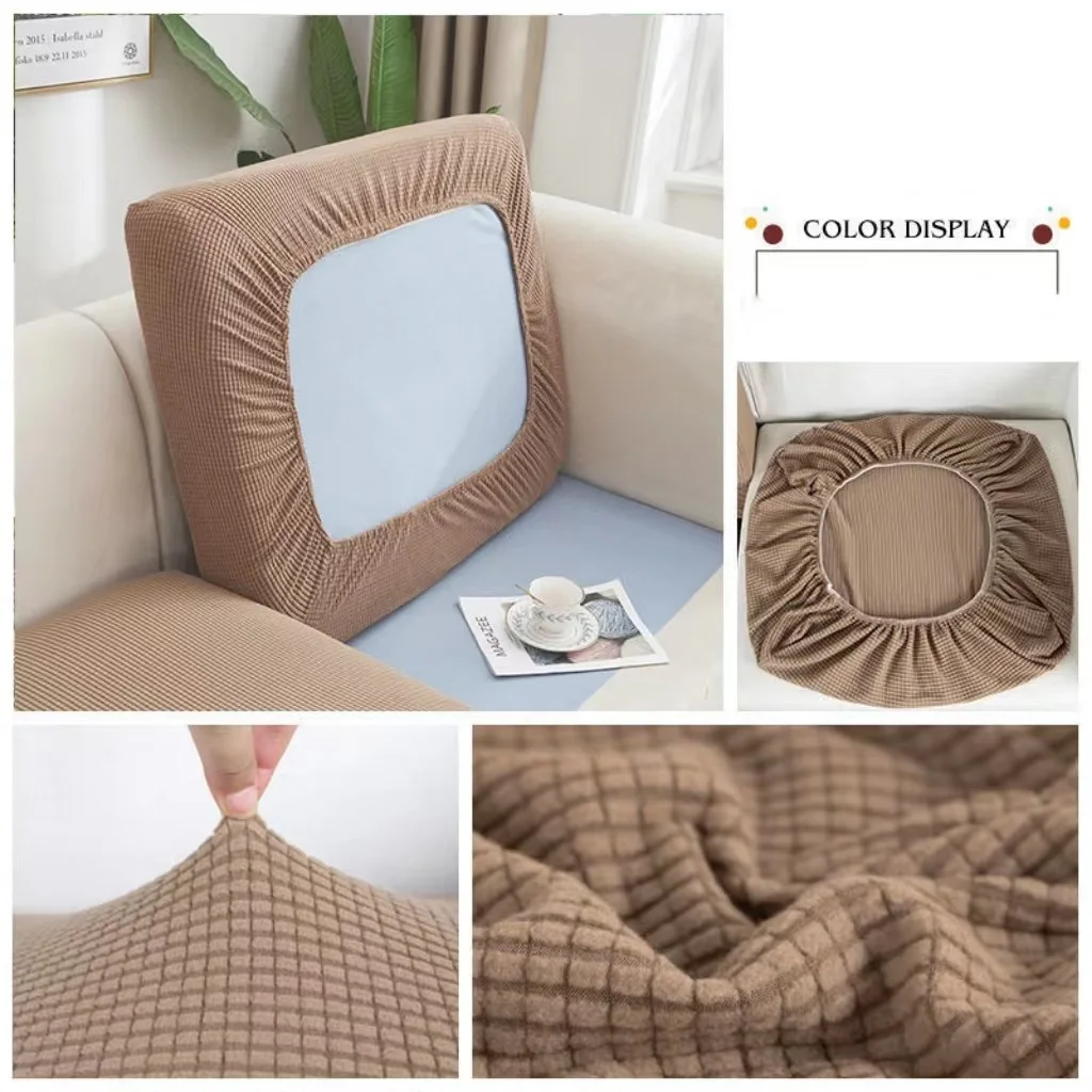 Jacquard Stretchable Sofa Cushion Cover - Washable & Removable Polar Fleece Slipcover