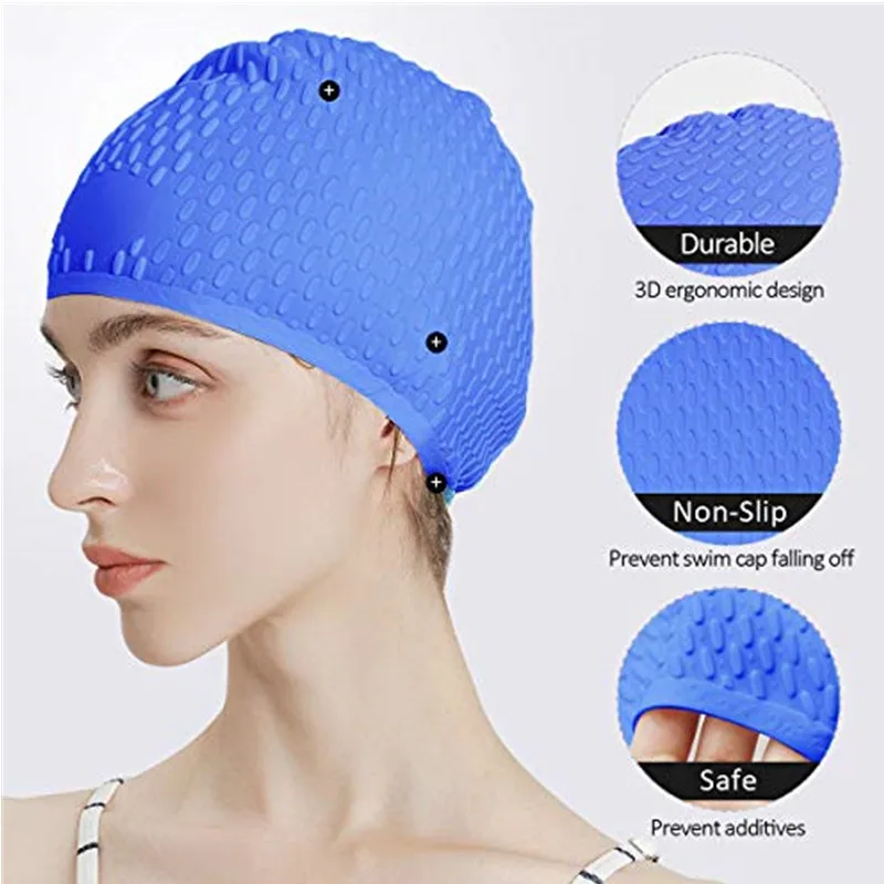 

Silicone Swim Cap Men Women Waterproof Solid Color Adult Long Hair Sports High Elastic Swim Pool Hat Keep Hairstyle Unchanged