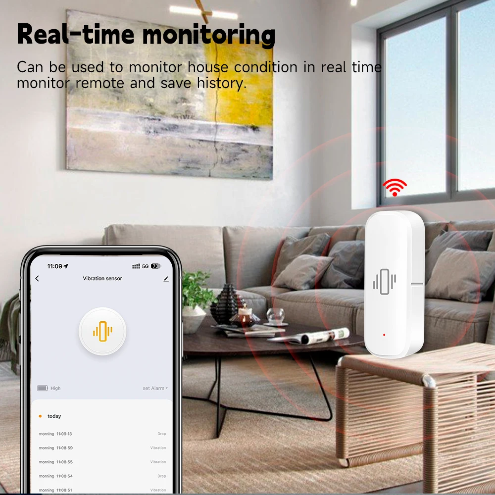 Tuya Smart Life Trillingssensor Zigbee Wifi Tuya Sensor Monitor App Controle Beveiliging Zigbee Sensor Beweging Schokalarm