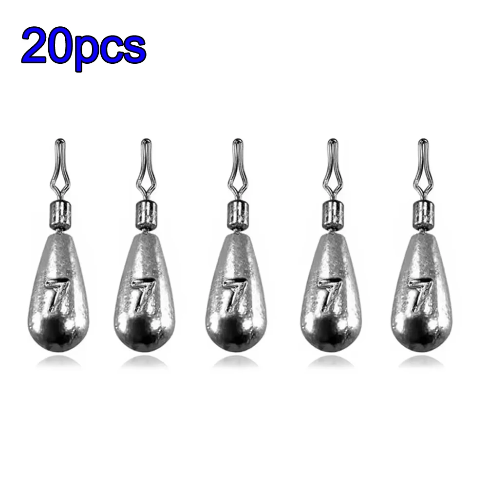 20pcs Fishing Sinkers 5g 7g 10g 14g Lead Weights Pendant Drop Shot Rig ...