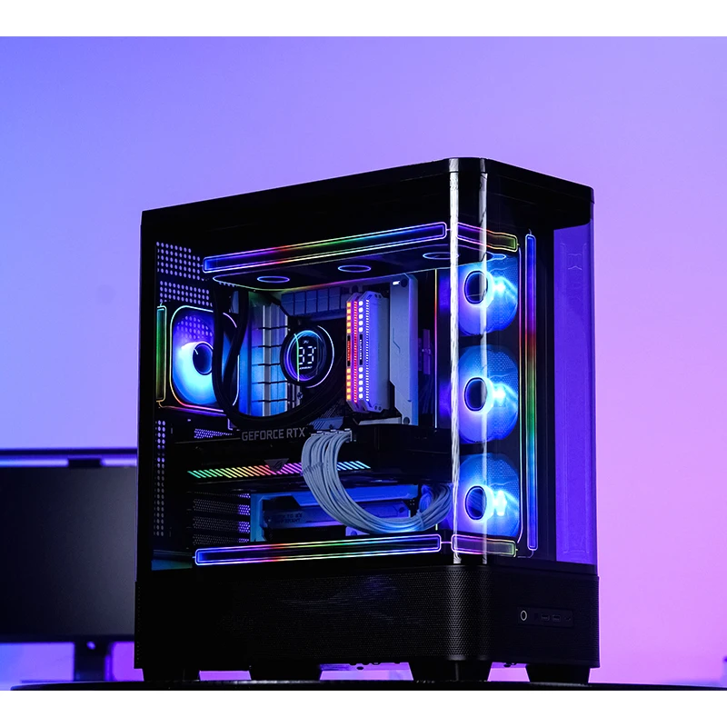 JONSBO TK-5 ATX 컴퓨터 데스크탑 케이스 일체형 하이퍼볼릭 글래스 360 수냉식 게이밍 PC 섀시 측면 투명 쉘