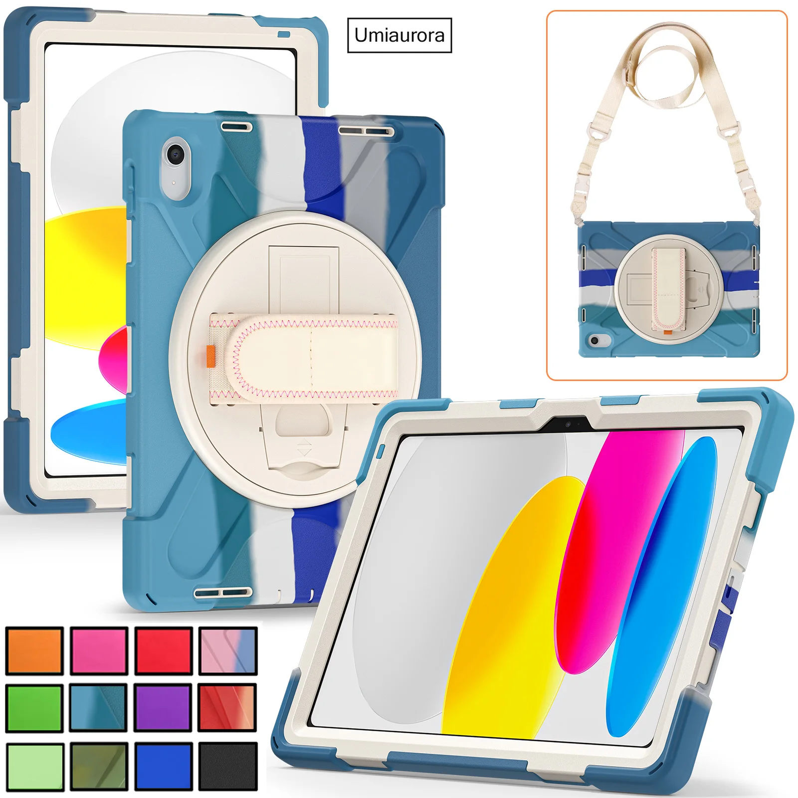 Fo Ipad Mini 6 7Th 8Th 9Th 10.2 10Th Gen Air 2 3 4 5 10.9 9.7 Pro 11 Custodia Per Bambini Custodia Antiurto Per Tracolla A Mano Supporto Per Tablet