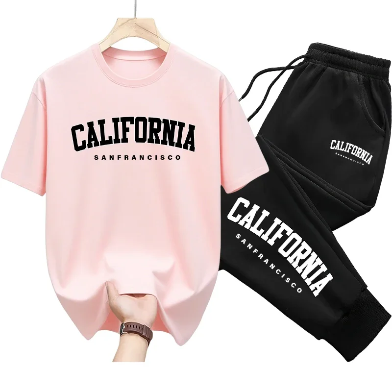 Cotton Tee and Sweatpants Set for Men