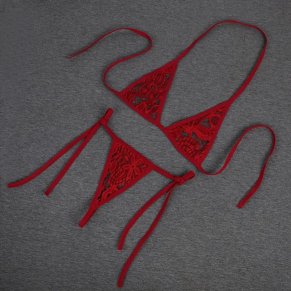 Womens Sexy Mesh Strap Lingerie Bikini Swimwear Bra With Tie Side Thong Beachwear Strap Bra Underwear Set Casual Female Bikini - Image 2