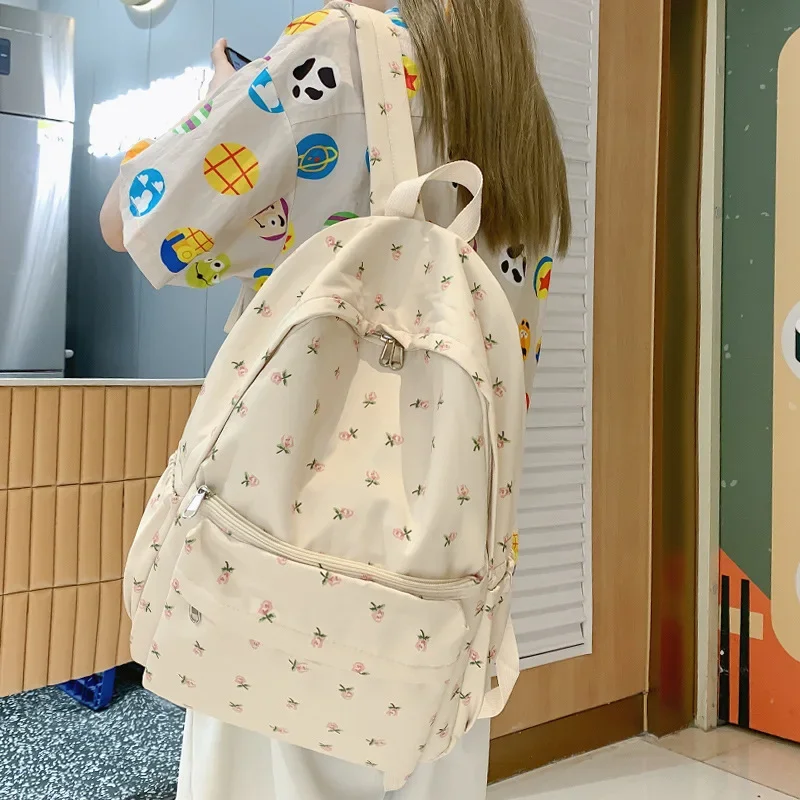 

Fashion Floral Backpack For Women 355521 Waterproof Nylon Rucksack Teenager Large Capacity Student School Bag Travel Bag