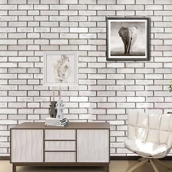 วอลเปเปอร์ลายอิฐสีเทาแบบย้อนยุค วอลเปเปอร์ติดผนังแบบมีกาวในตัว สำหรับตกแต่งร้านอาหาร ห้องนั่งเล่น บ้าน ปรับปรุงบ้าน สติ๊กเกอร์วอลเปเปอร์ PVC แบบมีกาวในตัว 1