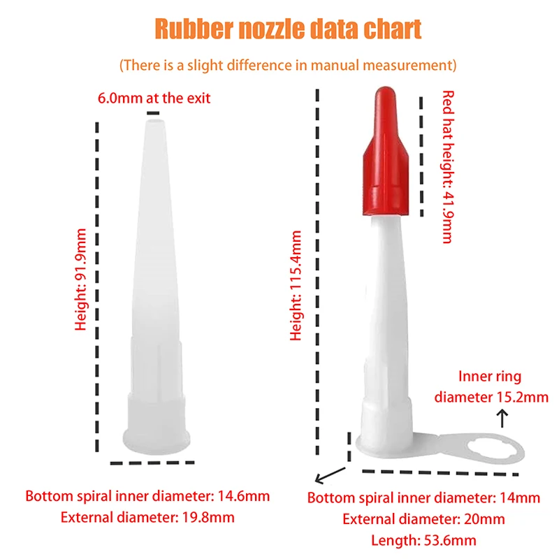 10Pcs 예비 실리콘 노즐 실란트 도구 키트 재밀봉 가능한 마스틱 카트리지 예비 노즐 코킹 파이프용 스크류 커버