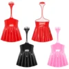 Womens Open Chest Halter Mini Dress Wet Look Patent Leather Rave Carnival Party Ruffled Sleeveless Backless Dress Nightclubwear 5