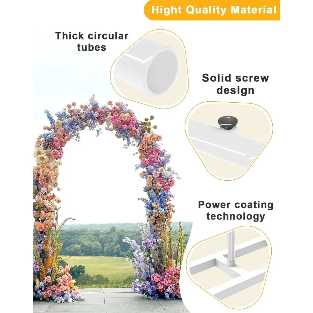Arch Backdrop Stand Set of 7.2FT & 6.6FT, Metal Wedding Arch Stand with Base for Ceremony, Balloon Arched Backdrop Frame