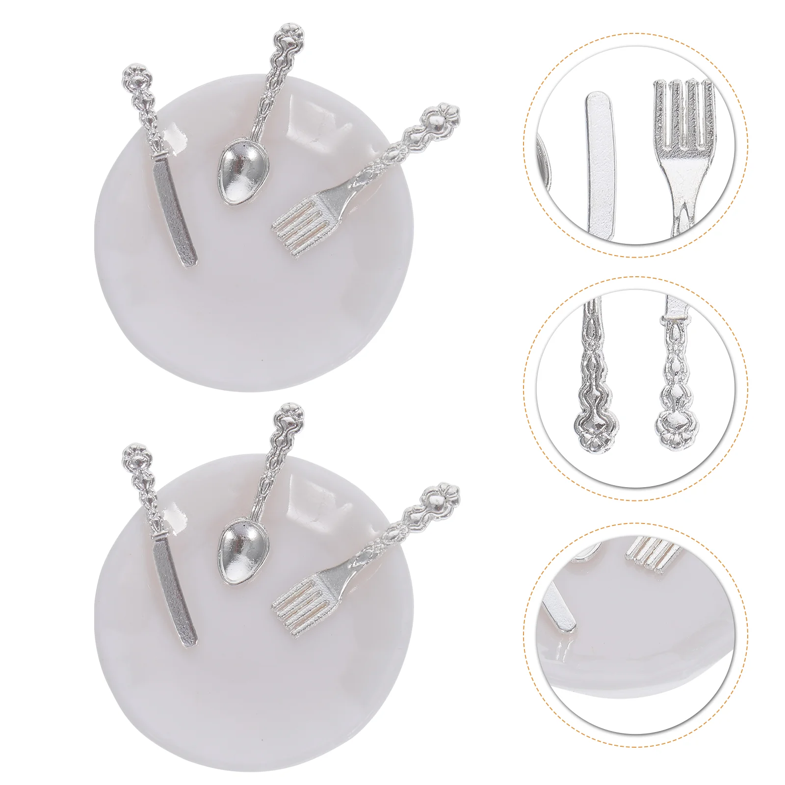 6 Sets Mini Cutlery Dollhouse Tableware Dinnerware Decor Ornaments Infant Toys Accessories Home Decoration Kit Wooden small garden camping table balcony accessories fishing console outdoor table tableware terrace mesa plegable home furniture