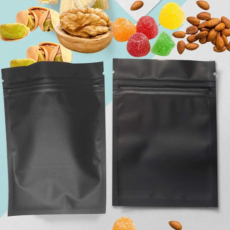 8.5x13cm Matte Black Heat Sealing Small Plastic Zip Lock Package Bag Smell Proof Aluminum Foil Mylar Powder Food Storage Bags 4
