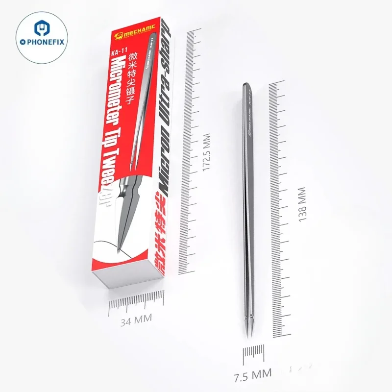 MECHANIC KA-11 Industrial Tweezers Stainless Steel Micrometer Tip Non-magnetic Precision Jump Wire Tweezers Phone Repair Tools