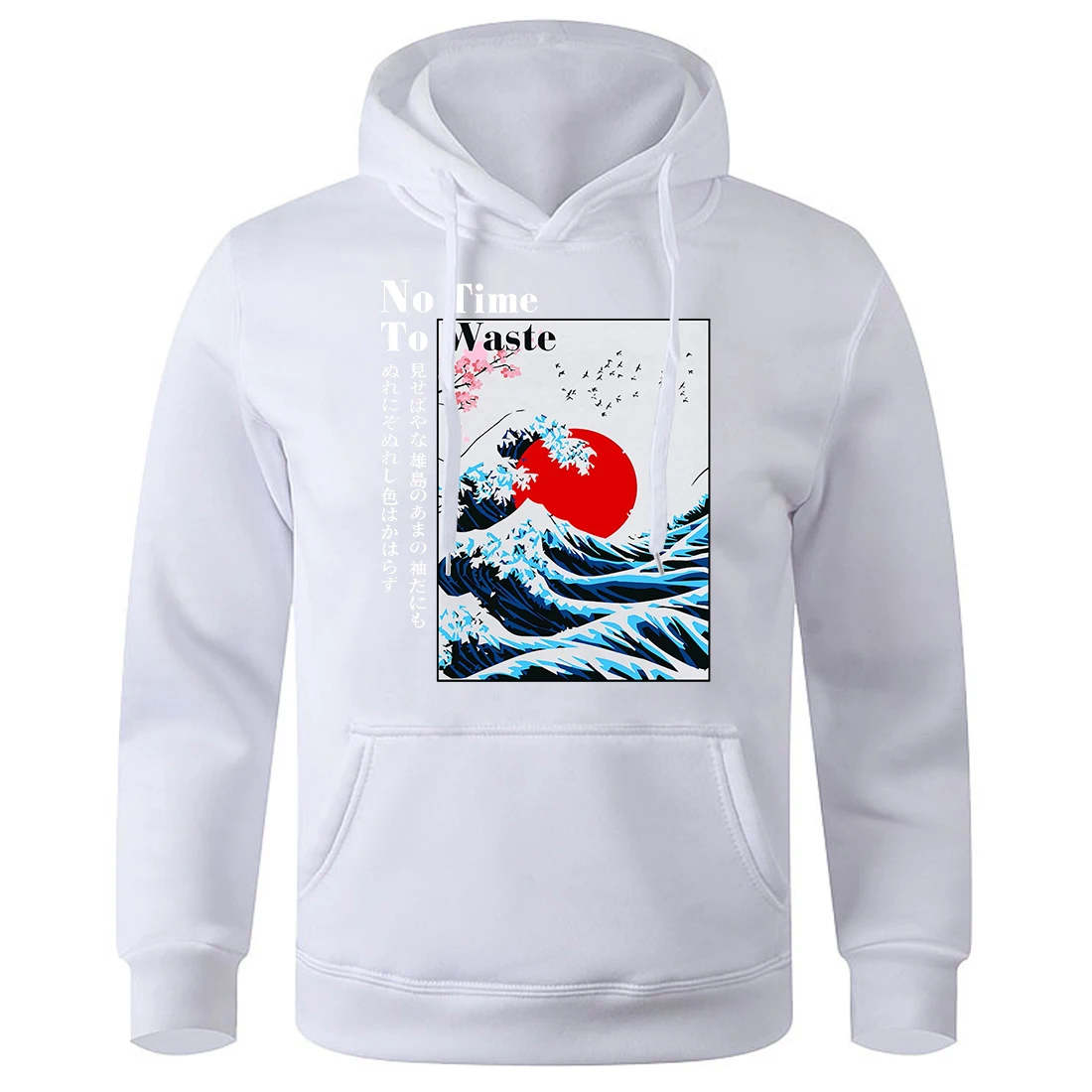 

Japan Cherry Blossom Wave Sun For Men Hoodies O-Neck Oversizednew Hooded Breathable Warm Tracksuit Loose All Match Hooded Shirt