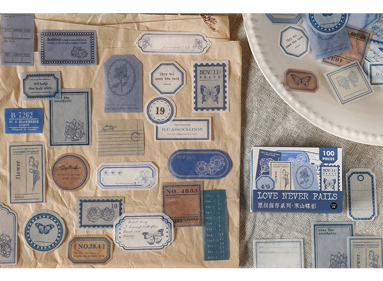 100 pcs/pack Vintage Ticket rechnung Aufkleber Diy Tagebuch Album Schreibwaren Scrapbooking material Aufkleber junk journal liefert – Detail 13