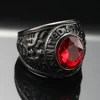 Punk Multicolor Gemstone Rings for Men Women Hip Hop Double Headed Eagle Stainless Steel Ring Fashion Charm Jewelry Wholesale 3
