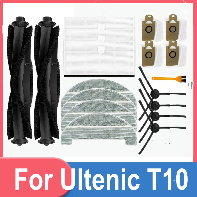 

For Ultenic T10 Robot Vacuum Cleaner Replacement Spare Parts Accessories Main Brush Side Brush Hepa Filter Mop Rag