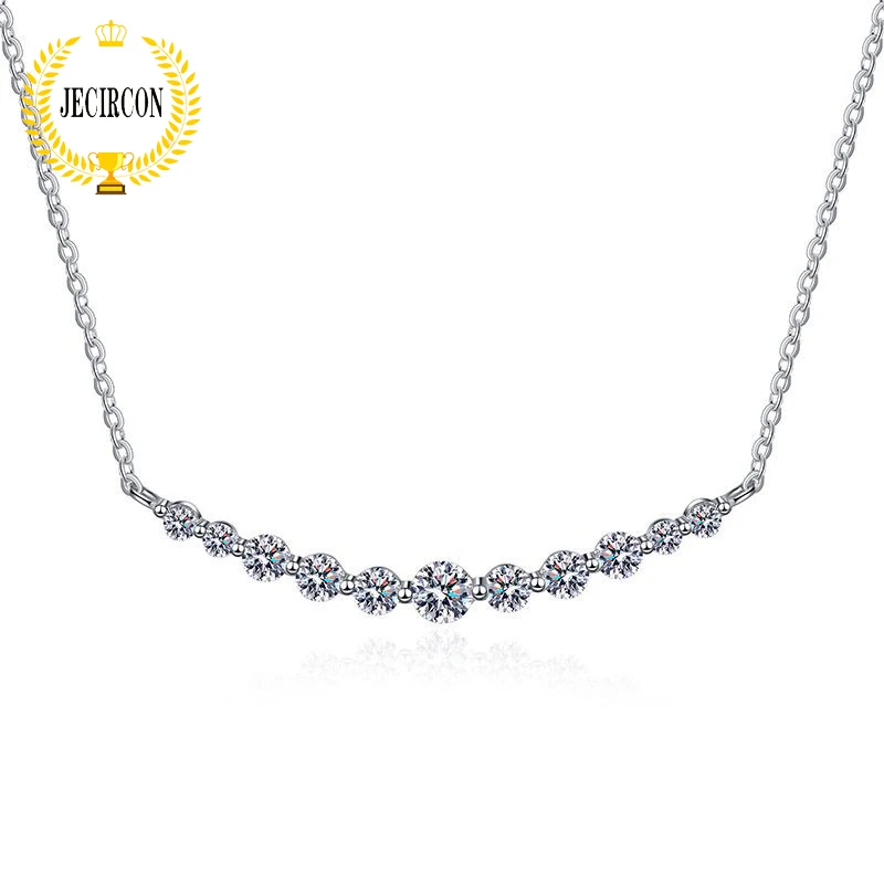 

JECIRCON Authentic 925 Sterling Silver Moissanite Necklace for Women Luxury D Color Trendy Sparkling Diamond Pendant Neck Chain