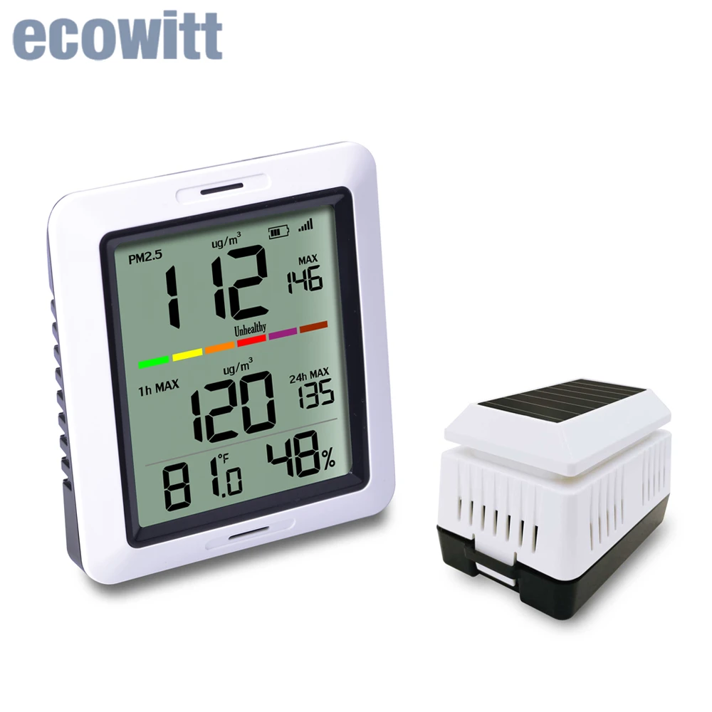 

Ecowitt WH0290 Air Quality Monitor Multifunctional Air Quality Detector PM2.5 Meter with Indoor Temperature & Humidity
