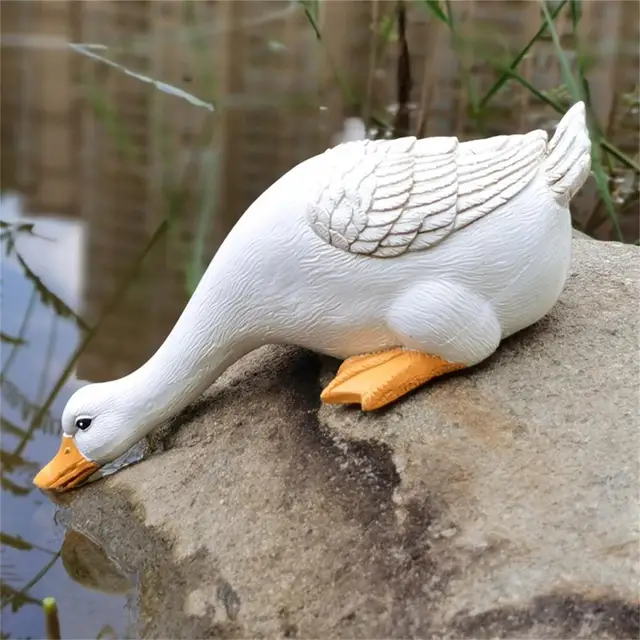 Kerti Dekoráció 3D Kacsaszobor Szobor Diy Gyanta Művészeti Kézműves Ivóvíz Kacsa Miniatűr Figura Estatuas Dekorativák - Image 6