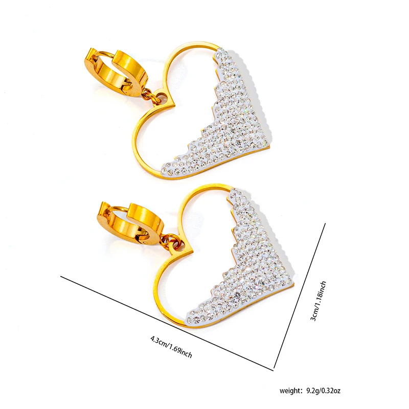 ANENJERY 316L Stainless Steel Hollow Black White Zircon Necklace Earrings For Women Fashion Design Jewelry Gifts Wholesale