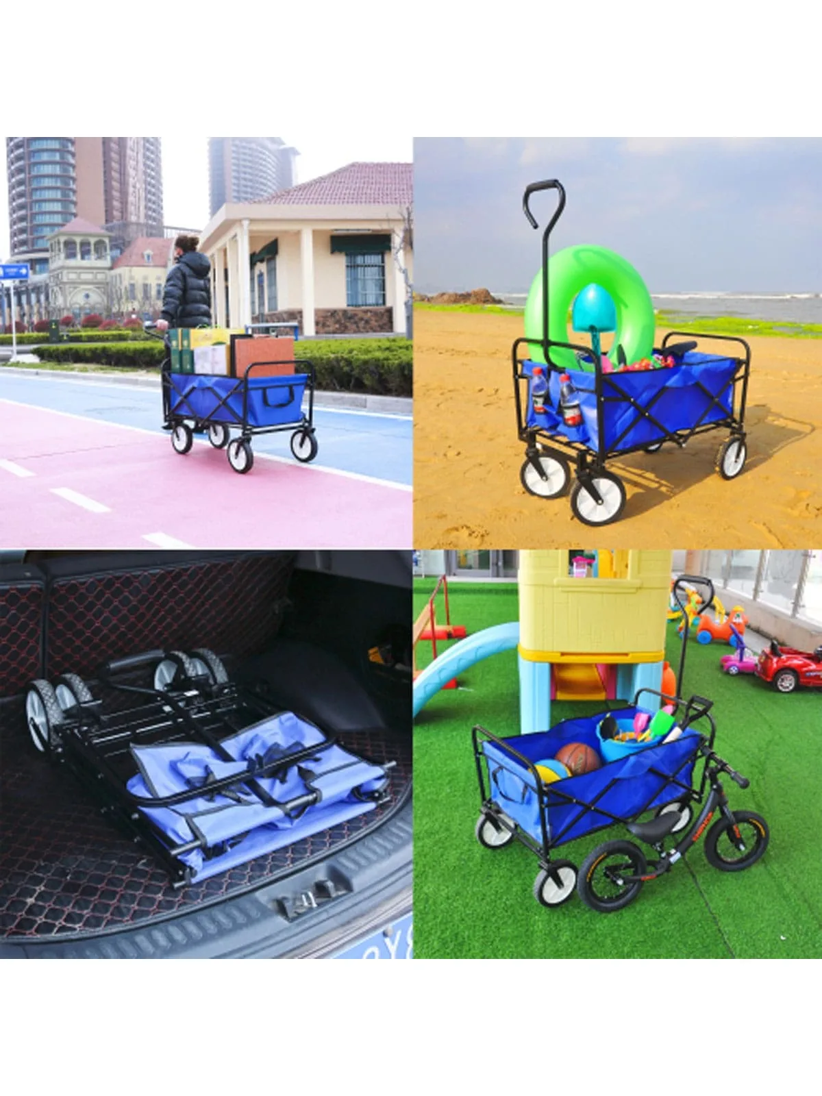 Folding Wagon Garden Shopping Beach Cart  beach trolley  folding cart images - 6