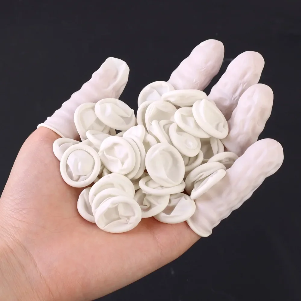 Disposable Finger Cots 200/100Pcs Disposable Latex Non-slip Fingertips Multipurpose Finger Cots Sturdy Fingertips Protector Gloves Gaming Thumb Sleeves