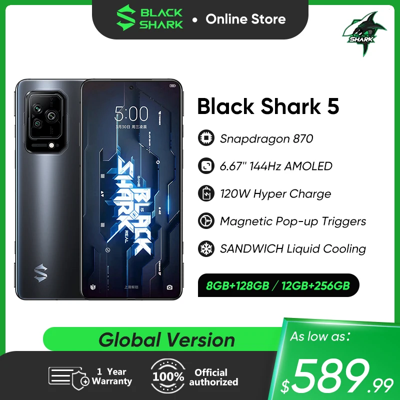 Black Shark-5 Smartphone Gaming 5G, Versão Global