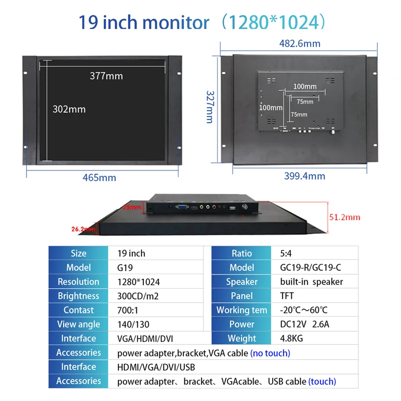 Zhixianda    ġ LCD ÷,   , DVI HDMI VGA USB, 19 ġ, 1280*1024